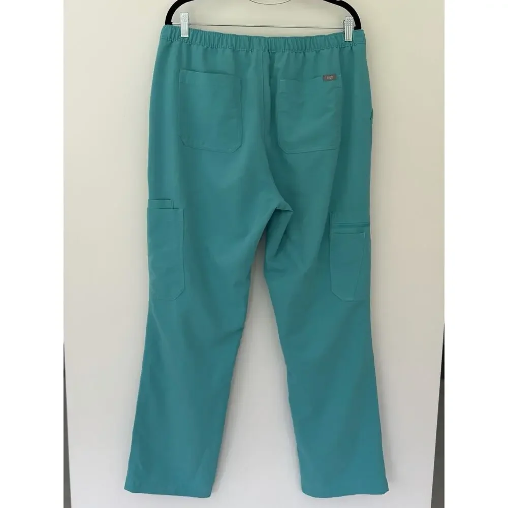 FIGS Cairo Scrub Pants XL Tall Technical Collection Teal Cargo Stretch Medical